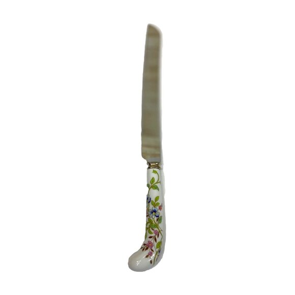 Prill Sheffield England Floral Cornflower Porcelain Handled Stainless Cake Knife - Picture 1 of 8